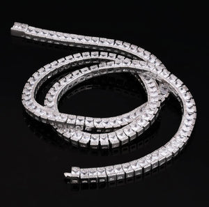 7mm White Gold Princess Cut Baguette Tennis Chain Necklace