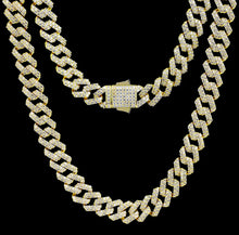 Load image into Gallery viewer, 12mm 14k Gold Iced Prong Link Choker Cuban Chain
