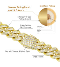 Load image into Gallery viewer, 18mm Iced Out Diamond 14k Gold Cuban Link Chain
