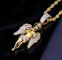 Load image into Gallery viewer, 14k Gold Iced Out Angel Pendant
