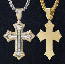 Load image into Gallery viewer, 14k Gold Baguette Cross
