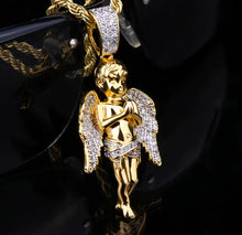 Load image into Gallery viewer, 14k Gold Iced Out Angel Pendant
