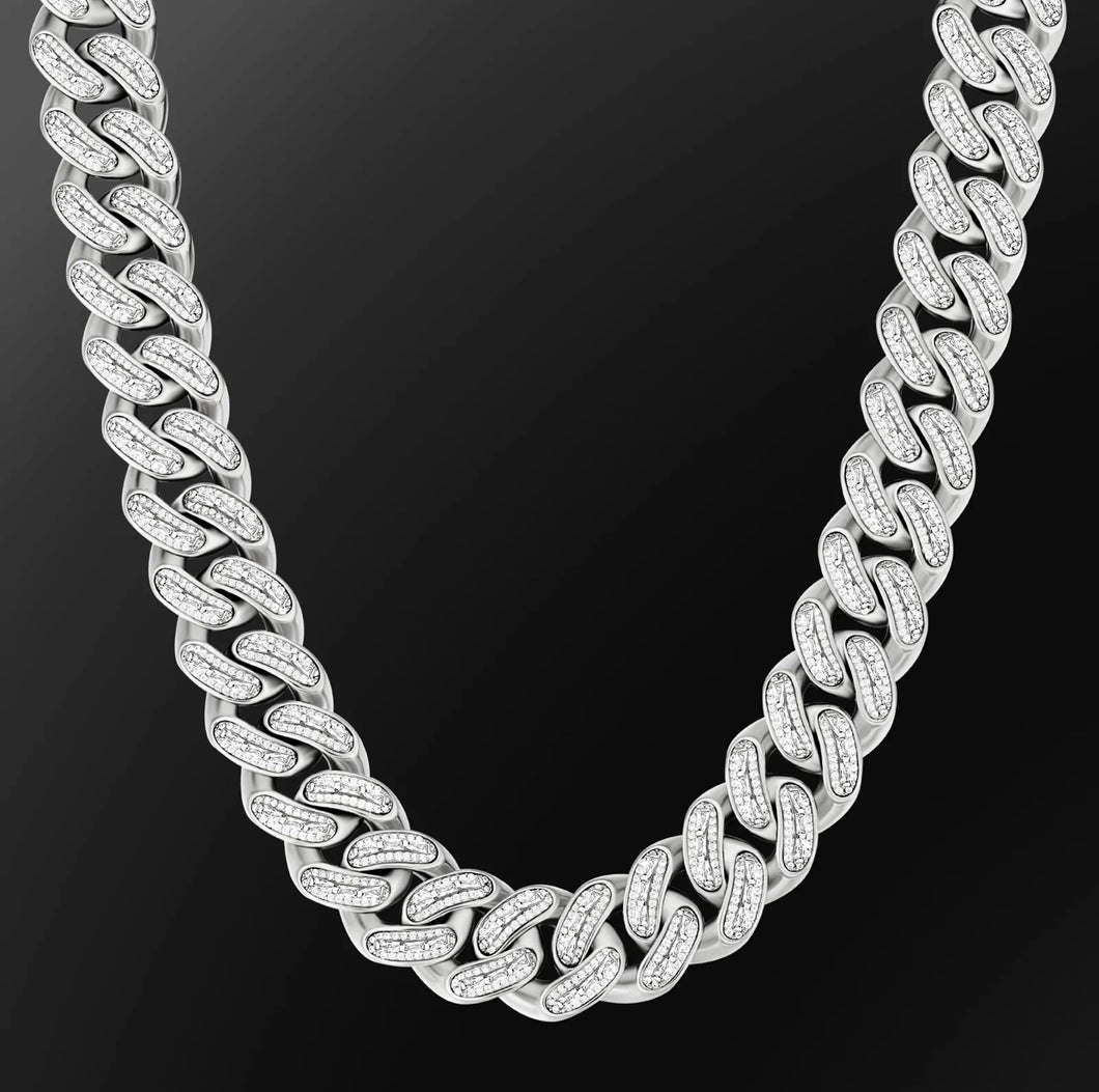 White Gold 20mm Cuban Chain