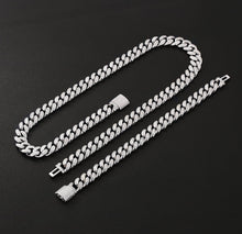 Load image into Gallery viewer, 12mm White Gold Moissanite Cuban Link Chain
