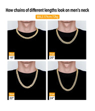 Load image into Gallery viewer, 12mm 14k Gold Box Clasp Iced Cuban Link Chain Necklace in 14K Gold
