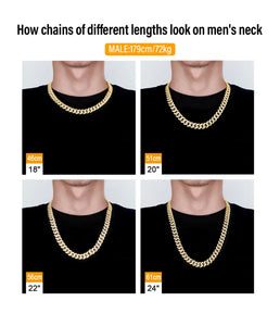 12mm 14k Gold Box Clasp Iced Cuban Link Chain Necklace in 14K Gold