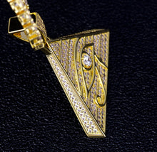 Load image into Gallery viewer, 14k Gold Iced Out Eye of Horus Pyramid Pendant
