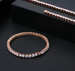 4mm Sterling Silver Rose Gold Tennis Bracelet