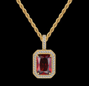 Red Ruby Gemstone 14k Gold Pendant