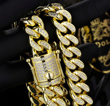 Load image into Gallery viewer, 14mm 14k Gold Iced Out Cuban Link Bracelet
