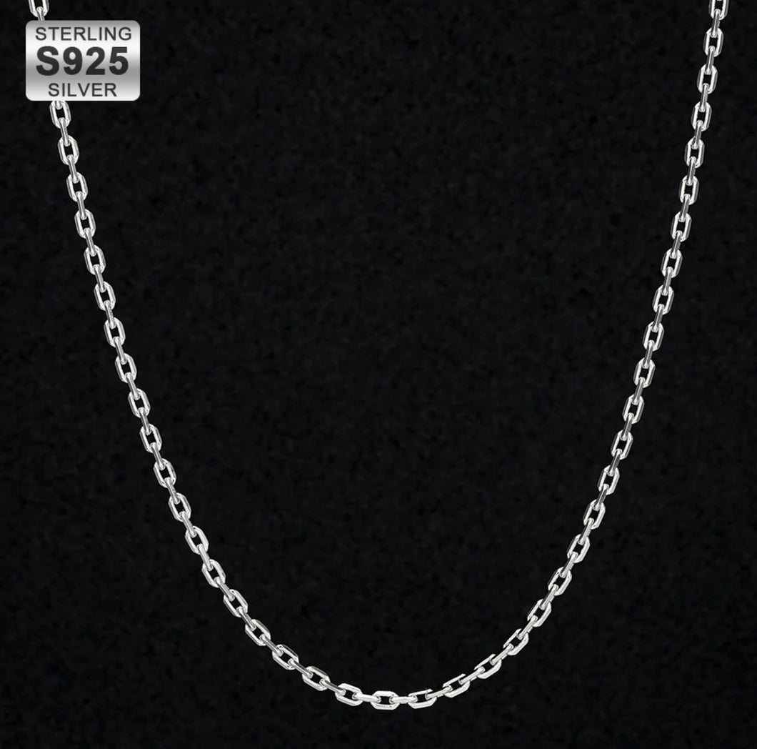 5mm White Gold 925 Sterling Silver Mens Cable Chain