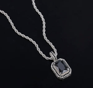 Black Emerald With White Gold Necklace