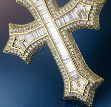 Load image into Gallery viewer, 14k Gold Baguette Cross
