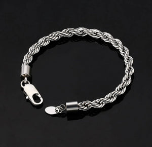 6mm 18k White Gold Rope Bracelet