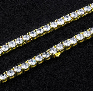 14k Gold 5mm Tennis Chain and Bracelet Set