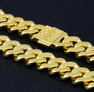 12mm Iced Out Cuban Link Necklace in 14K Gold