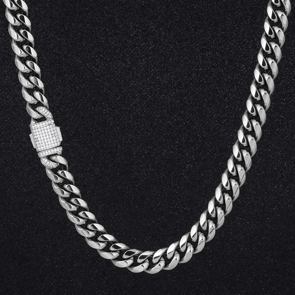 12mm White Gold Cuban chain