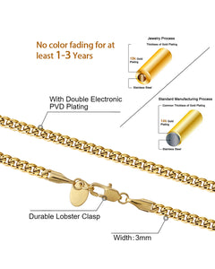 3mm 14k Gold Micro Cuban Link Chain