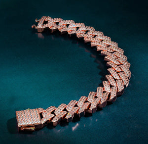 12mm Rose Gold Prong Cuban Bracelet