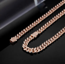 Load image into Gallery viewer, 8mm Rose Gold Iced Out Cuban Link Chain
