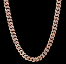 Load image into Gallery viewer, 8mm Rose Gold Iced Out Cuban Link Chain
