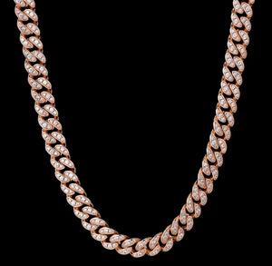 8mm Rose Gold Iced Out Cuban Link Chain