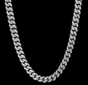 8mm White Gold Sterling Silver Iced Out Cuban Link Chain