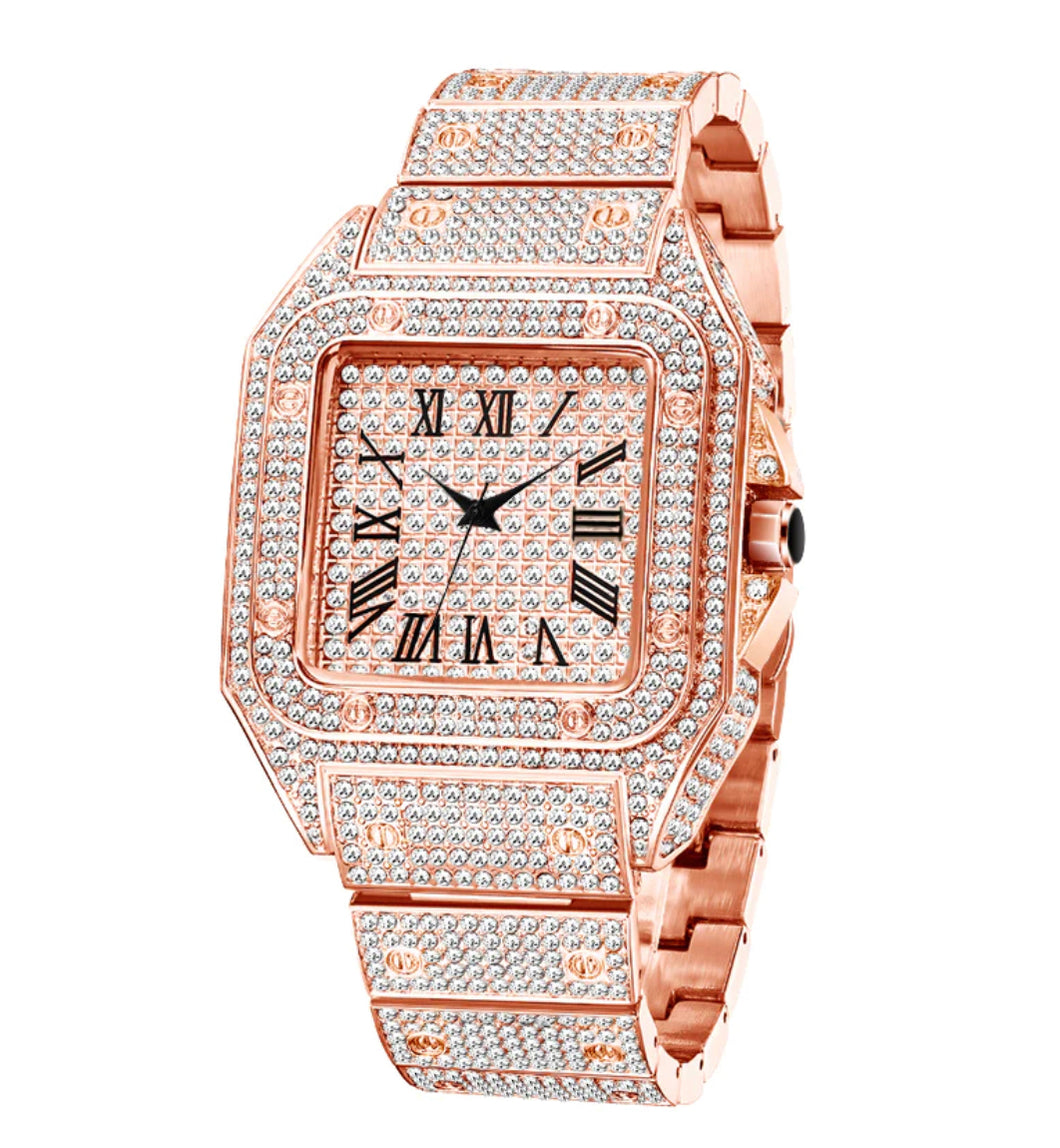 Iced Out Rose Gold Watch