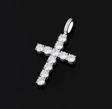 Load image into Gallery viewer, White Gold 4mm Tennis Chain With Iced Out Cross Pendant

