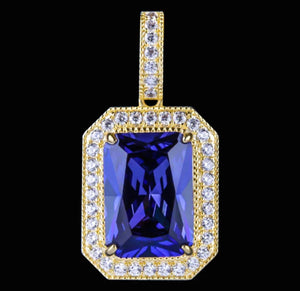 14k Gold Blue Sapphire Gemstone Pendant