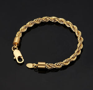 6mm 18k Gold Rope Bracelet