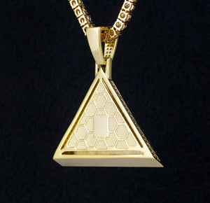 14k Gold Iced Out Eye of Horus Pyramid Pendant