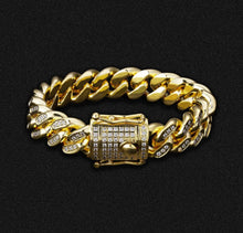 Load image into Gallery viewer, 14mm 14k Gold Iced Out Cuban Link Bracelet
