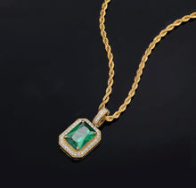 Load image into Gallery viewer, Green Emerald Gemstone 14k Gold Pendant
