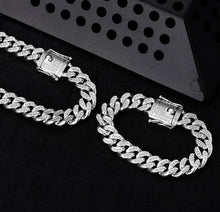 Load image into Gallery viewer, 14mm White Gold Iced Out Cuban Link Bracelet
