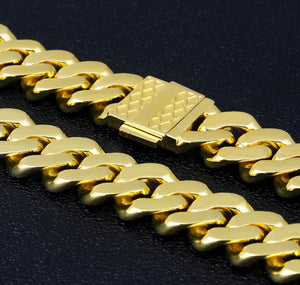 12mm 14k Gold Iced Out Cuban Link Bracelet