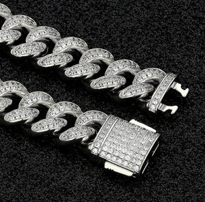 12mm White Gold Iced Out Cuban Link Necklace